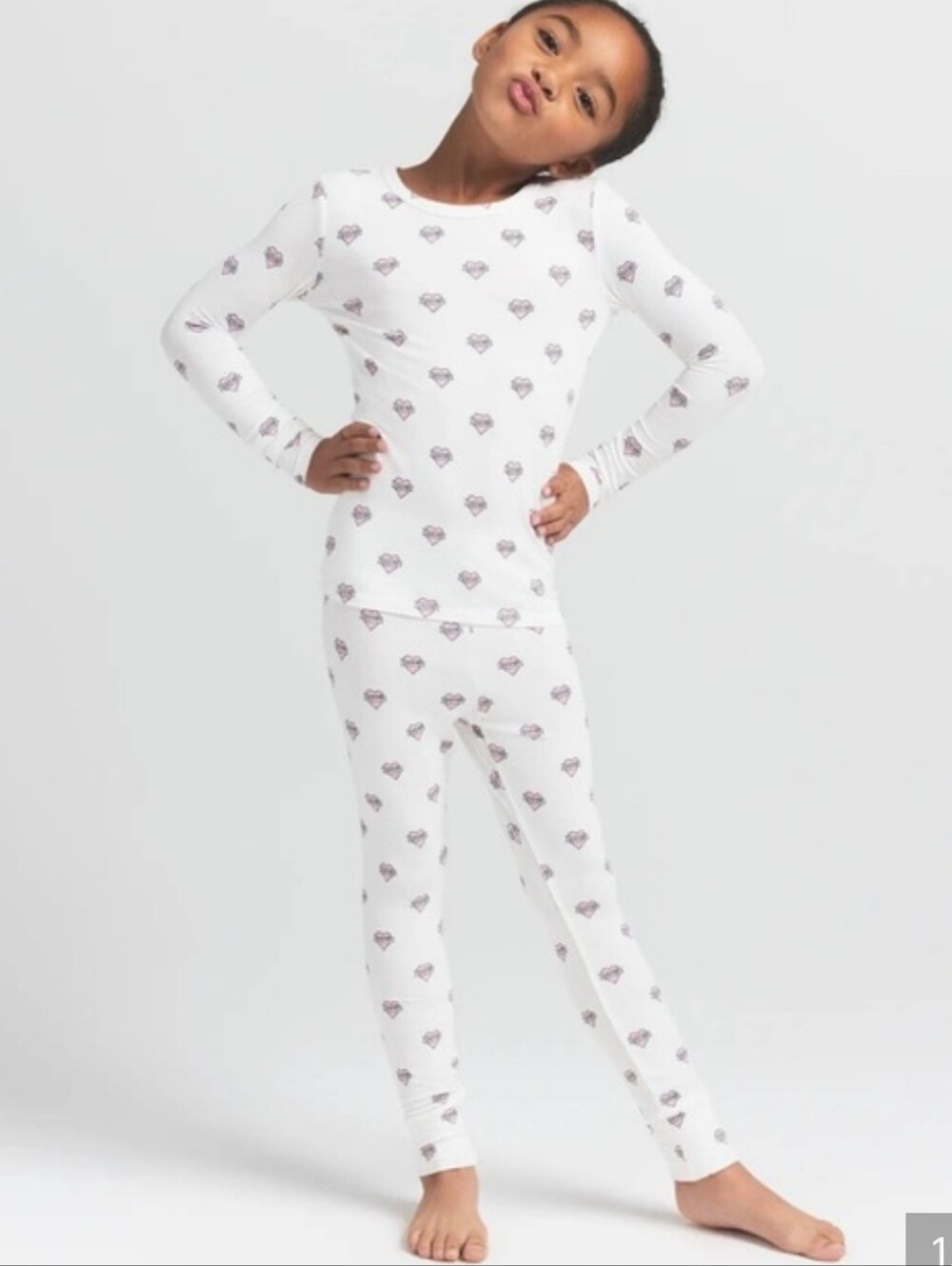 Skims Kids Marble Heart Banner Pajama Top Limited Edition Size 4-5
